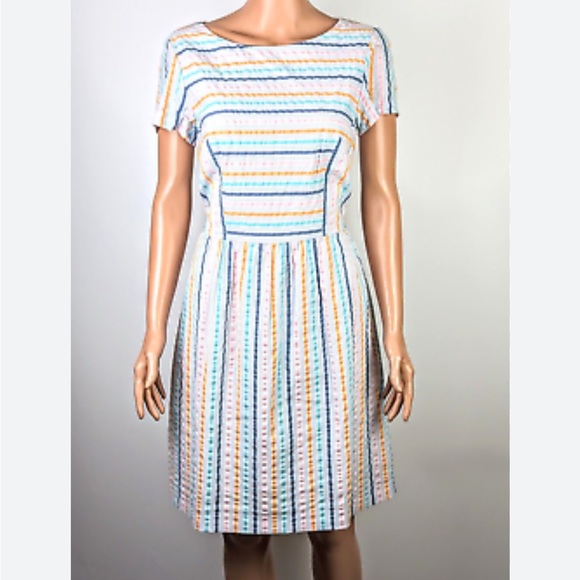 EUC Brooks‎ Brothers Size 10 Colorful Striped Seersucker Dress - Picture 1 of 14